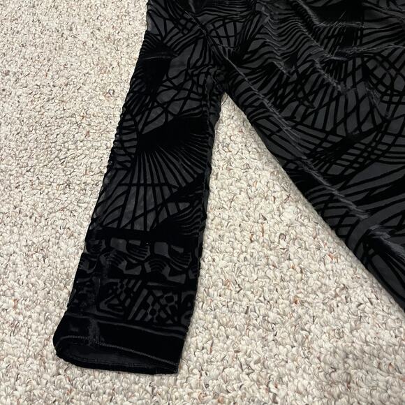 Studio M Velvet Burnout Shift Dress Sz S Black Silk Blend Fairy Grunge Witchy - Picture 5 of 6